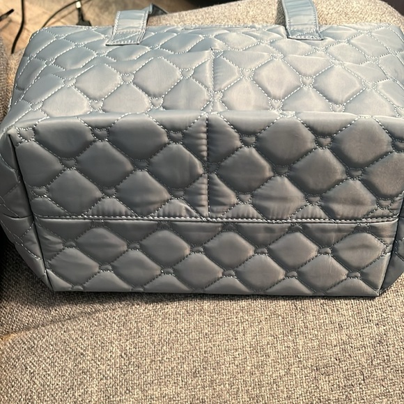 Luv Betsey blue quilted nylon tote with drop handles two outer pockets - Picture 8 of 11